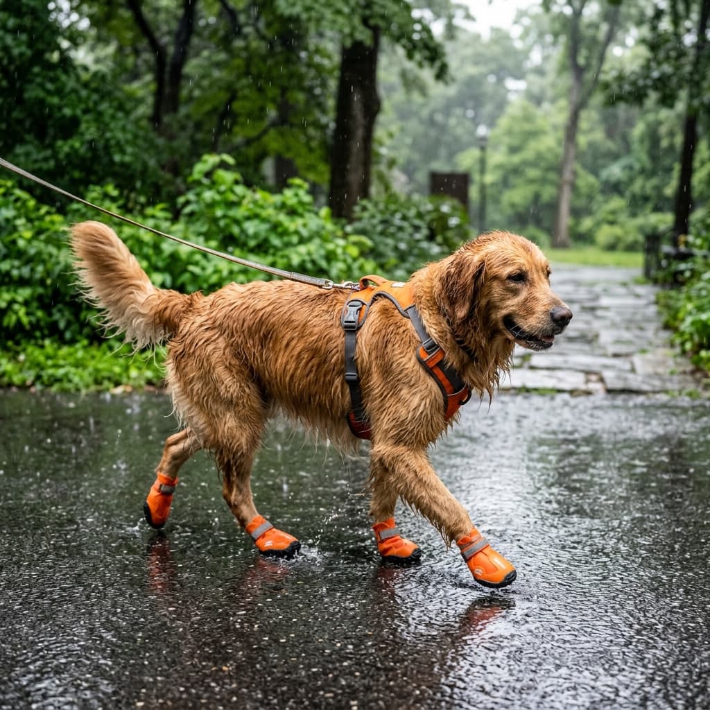 Practical dog guide: Non-Slip Waterproof Boots for Wet Pavement Walking